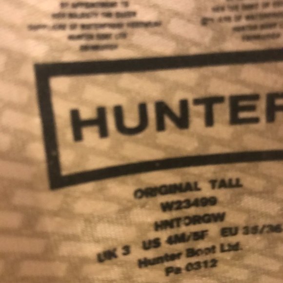 HUNTER Original Tall Matte Black Rain Boots _ Women's Size 5 BUNDLE w boot socks - Picture 8 of 8